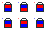 Six small lantern frames with red and blue interiors on transparent backgrounds.